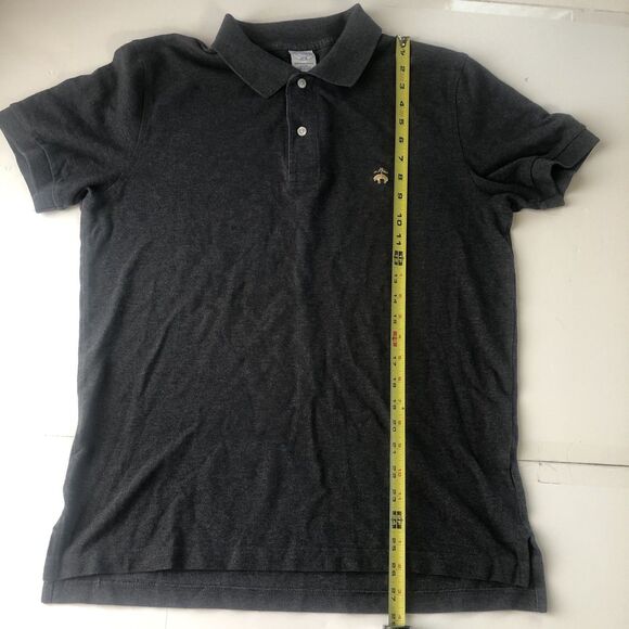 Brooks Brothers Mens Gray Golden Sheep Logo Polo Shirt Slim Fit Tag Size Large - Picture 7 of 15